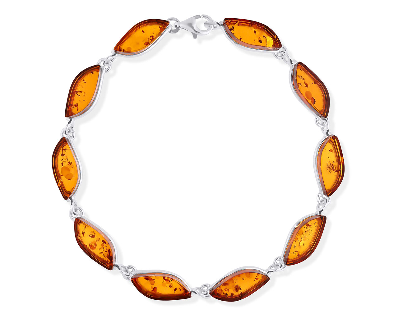 Bransoletka srebrna z bursztynem pr.925