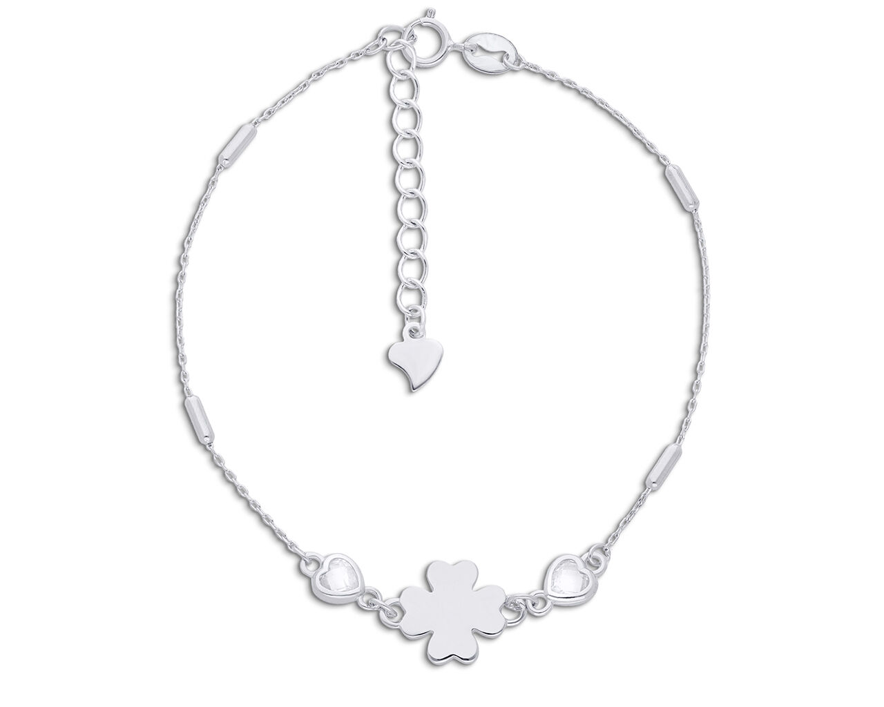 Bransoletka srebrna z gładką koniczynką