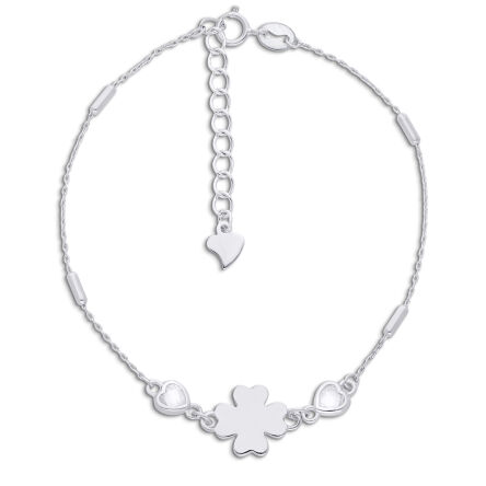 Bransoletka srebrna z gładką koniczynką