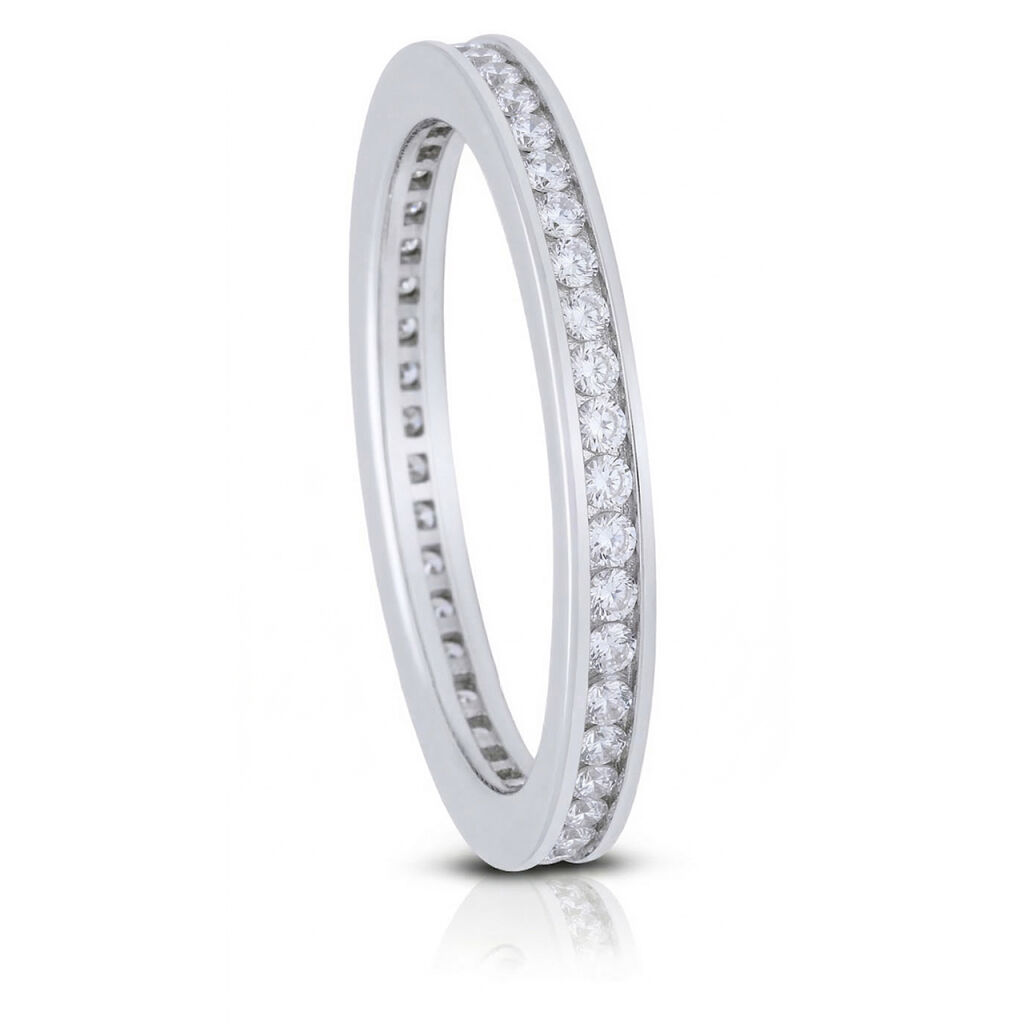 Srebrny pierścionek obrączkowy 925 białe cyrkonie