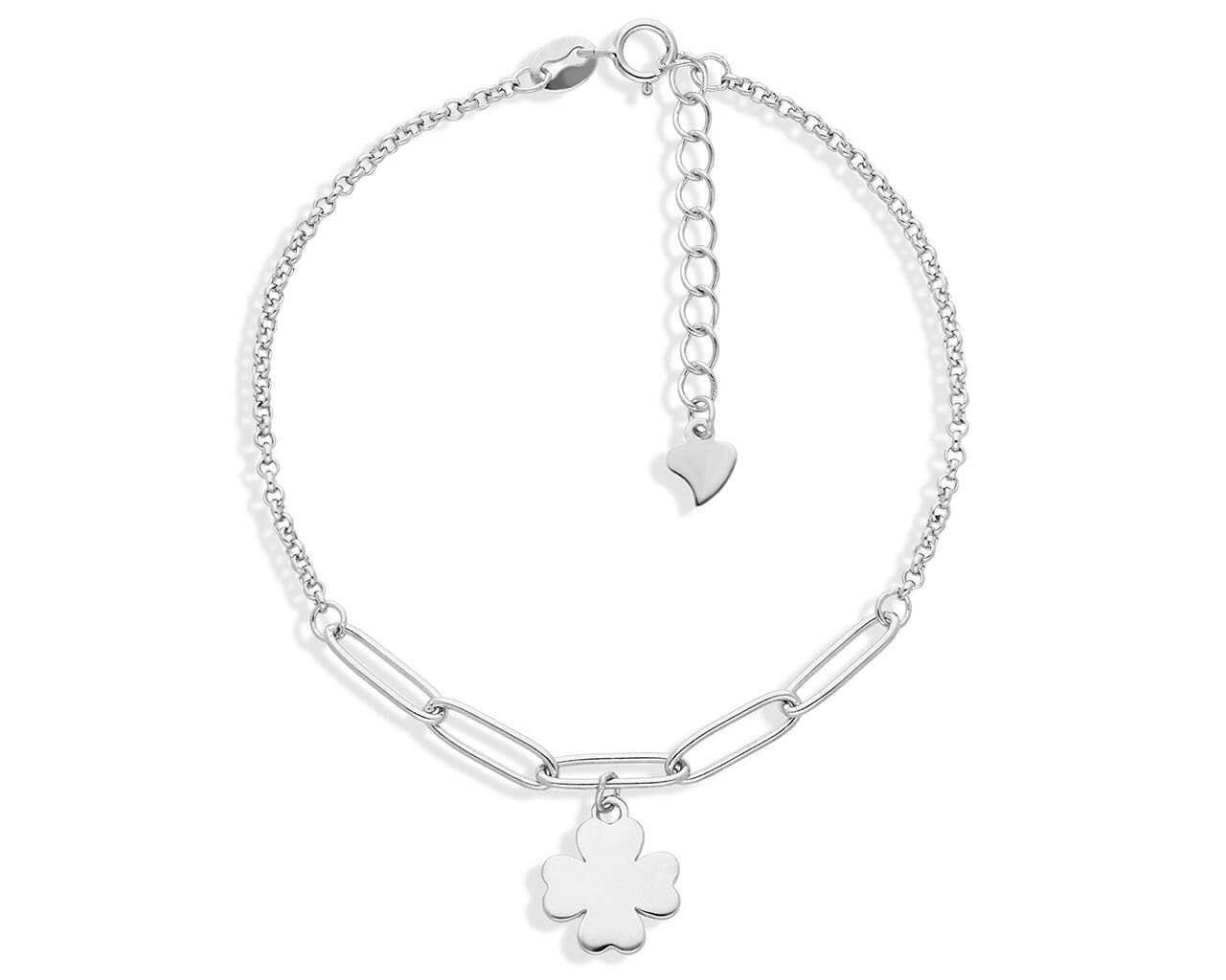 Bransoletka srebrna z gładką koniczynką