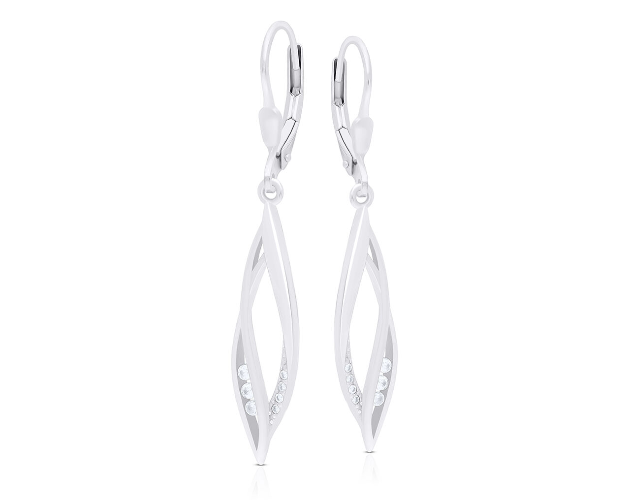 Kolczyki srebrne ozdobione cyrkoniami wiszące