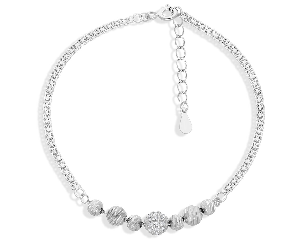 Bransoletka srebrna z kuleczkami podwójna