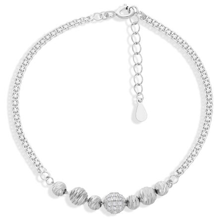 Bransoletka srebrna z kuleczkami podwójna