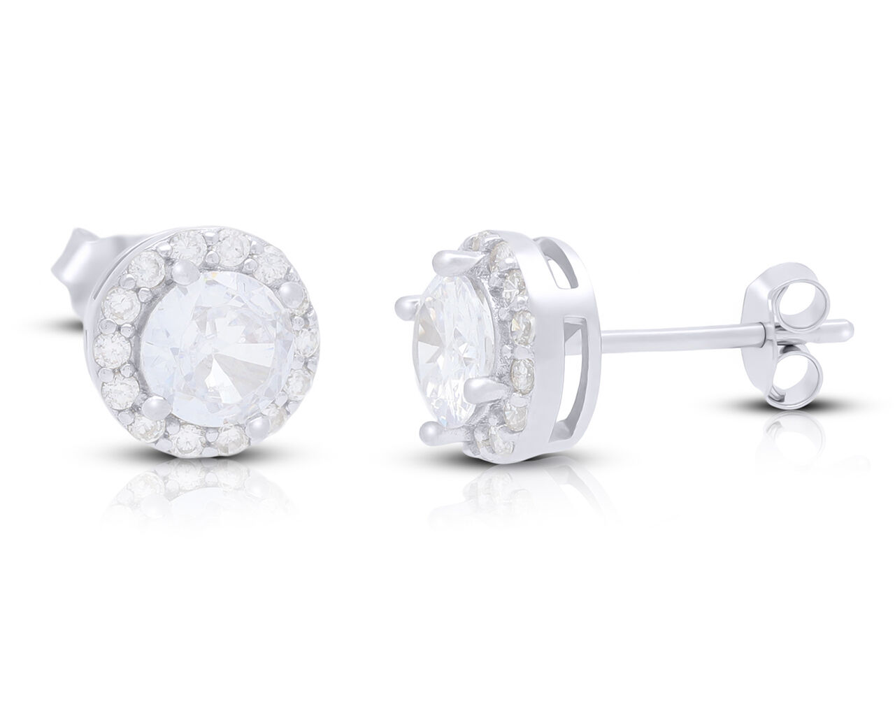 Kolczyki srebrne okrągłe cyrkonie sztyfty pr.925