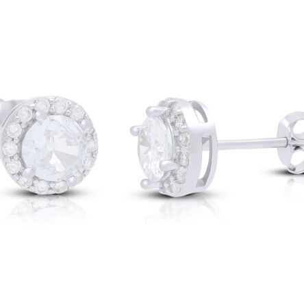 Kolczyki srebrne okrągłe cyrkonie sztyfty pr.925