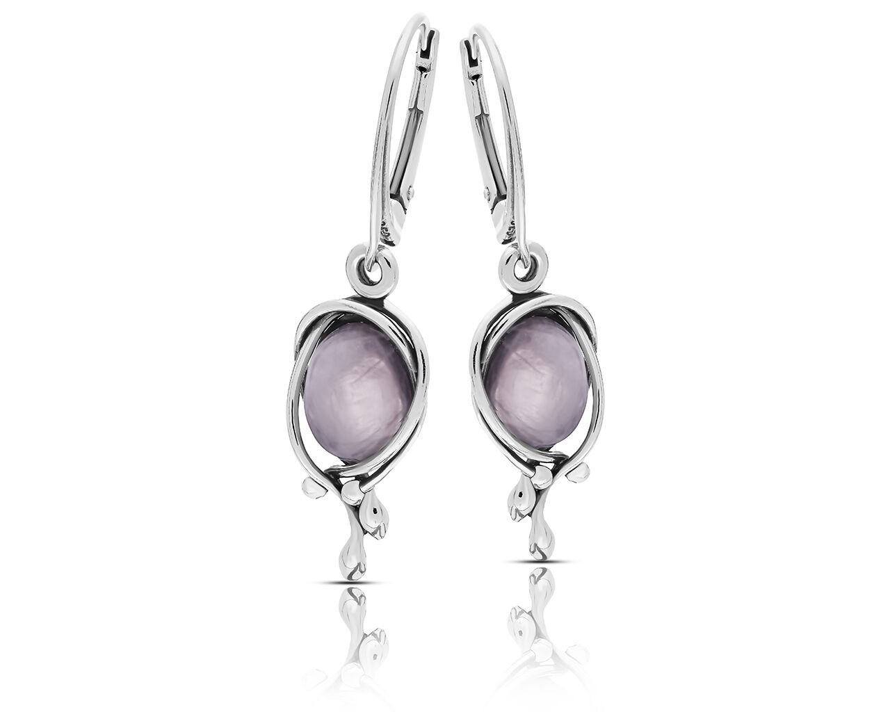Kolczyki srebrne wiszące naturalny Kwarc Różowy