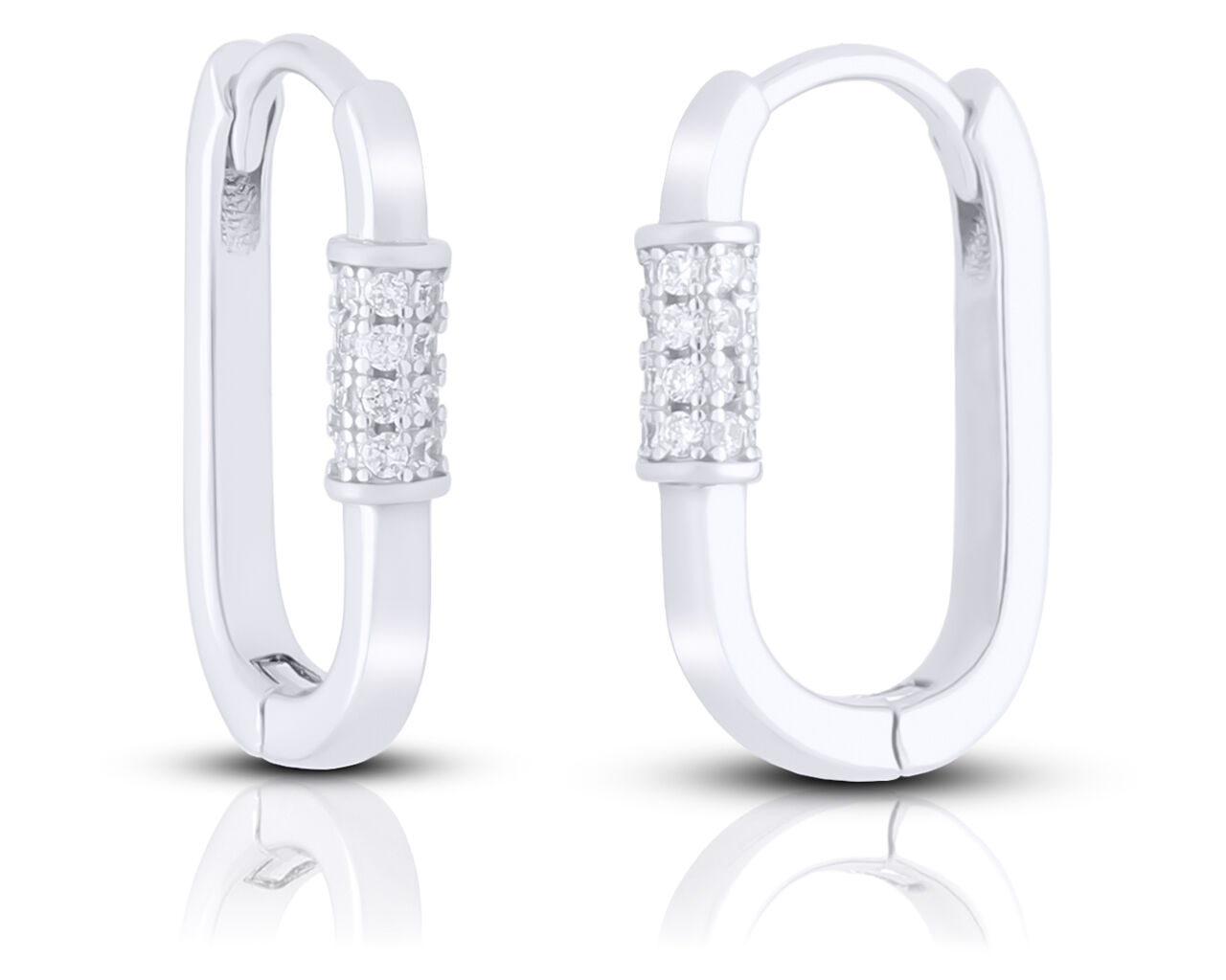 Kolczyki srebrne wiszące owalne z cyrkoniami