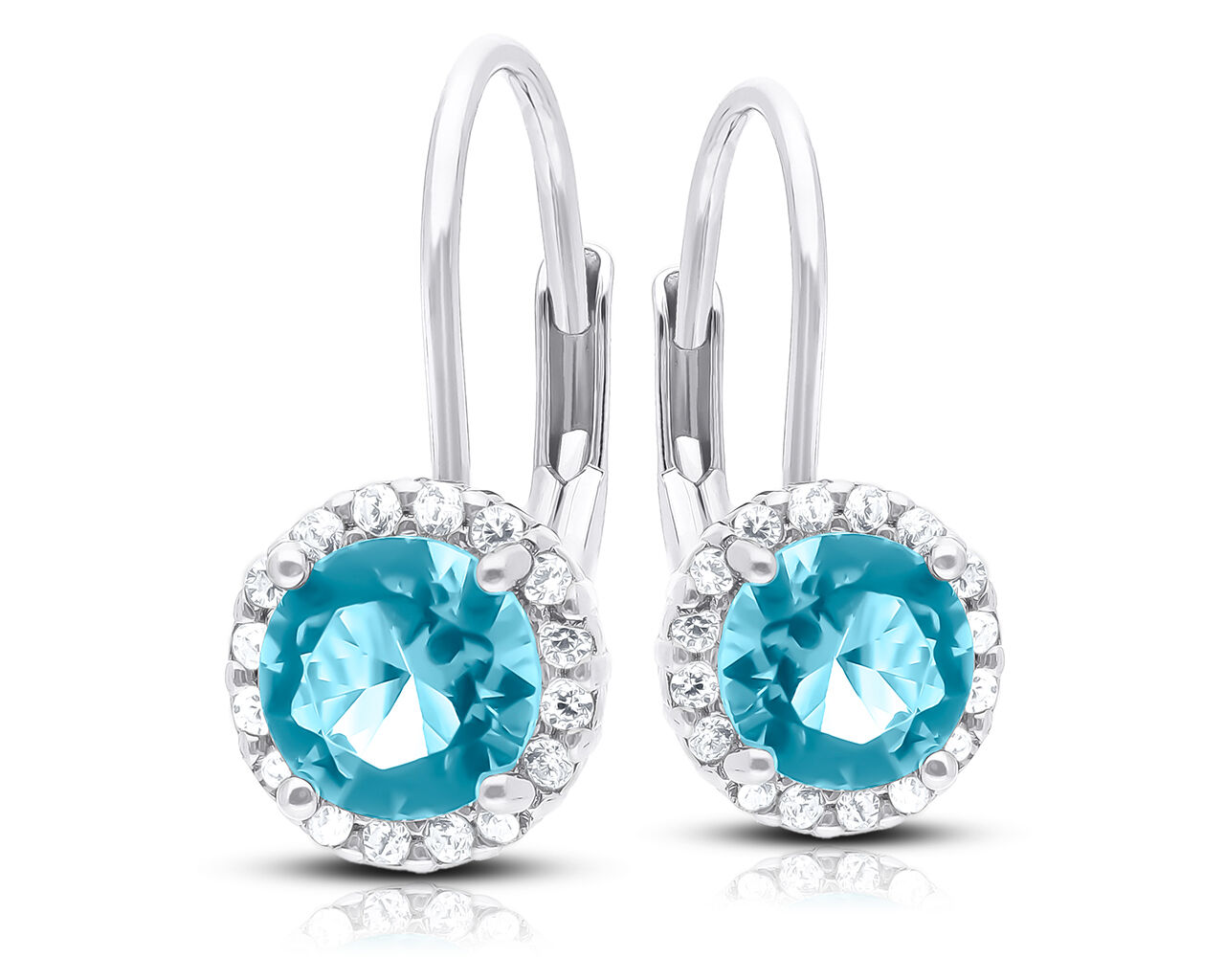 Kolczyki srebrne z błękitnymi cyrkoniami