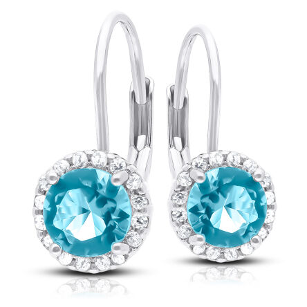 Kolczyki srebrne z błękitnymi cyrkoniami