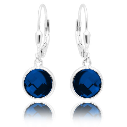 Kolczyki wiszące z dużą granatową cyrkonią