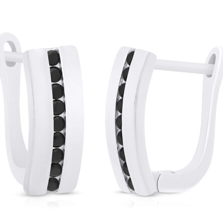 Kolczyki srebrne czarne cyrkonie angielskie pr.925