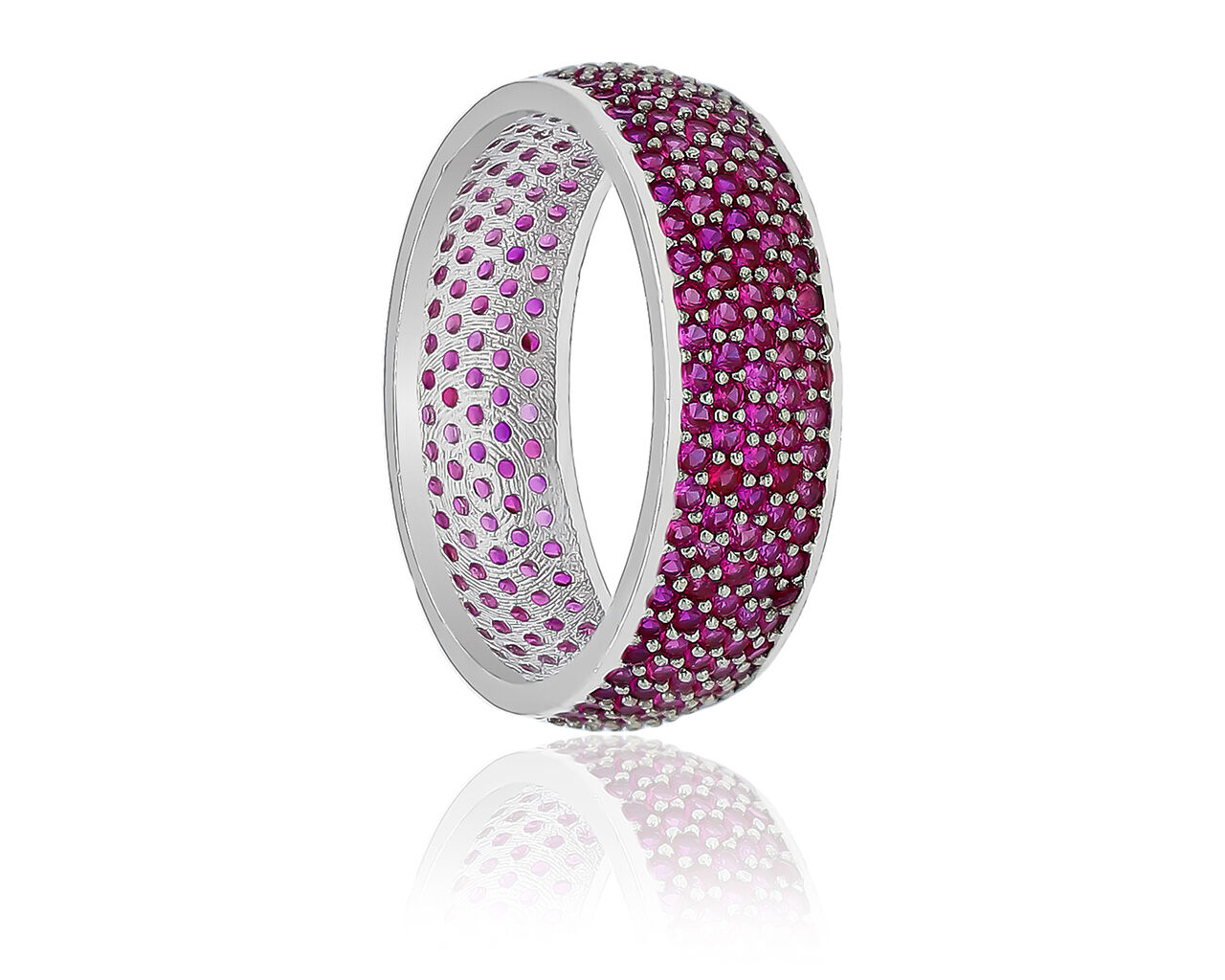 Pierścionek srebrny z różowymi kamieniami