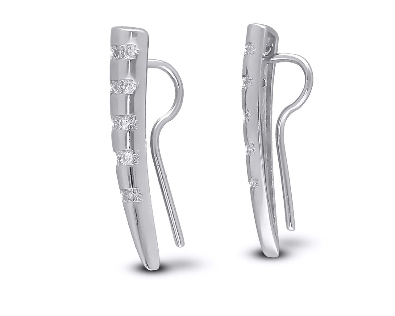 Smukłe nausznice srebrne z cyrkoniami