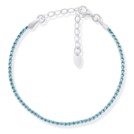 Bransoletka srebrna z błękitnymi cyrkoniami