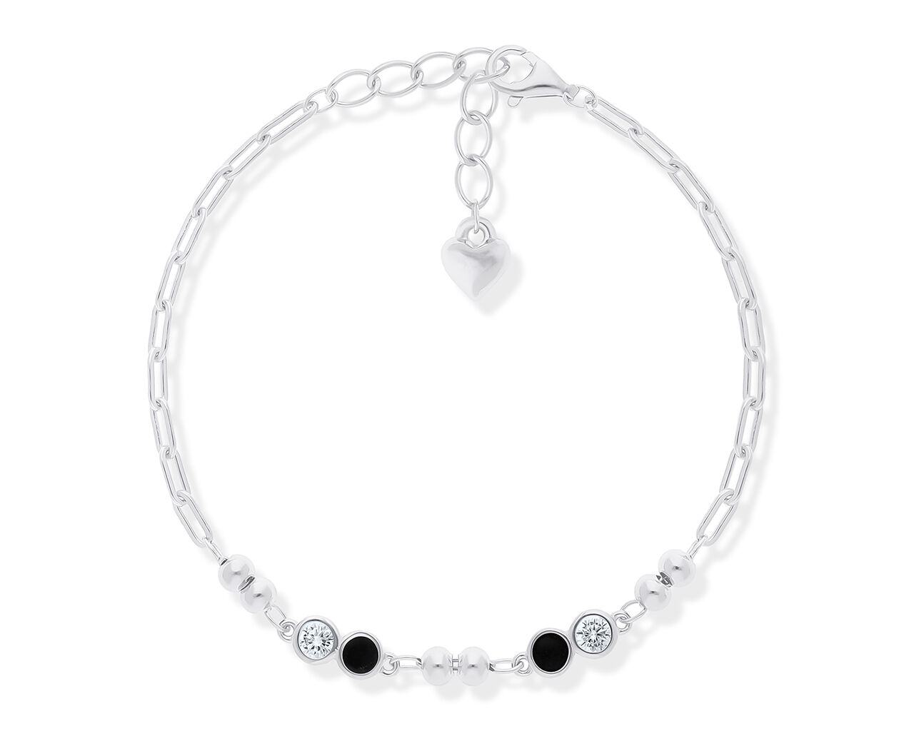 Bransoletka srebrna z czarnymi kamieniami