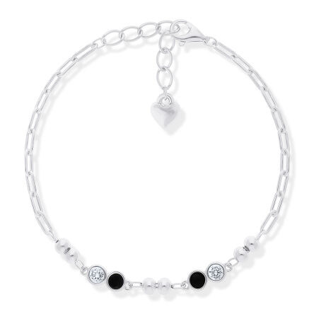 Bransoletka srebrna z czarnymi kamieniami