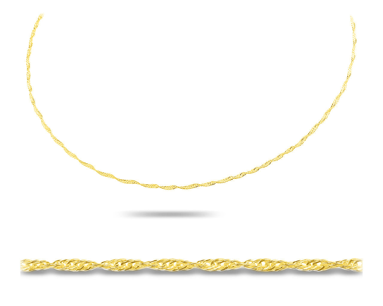 Łańcuszek złoty próby 585 o splocie singapore