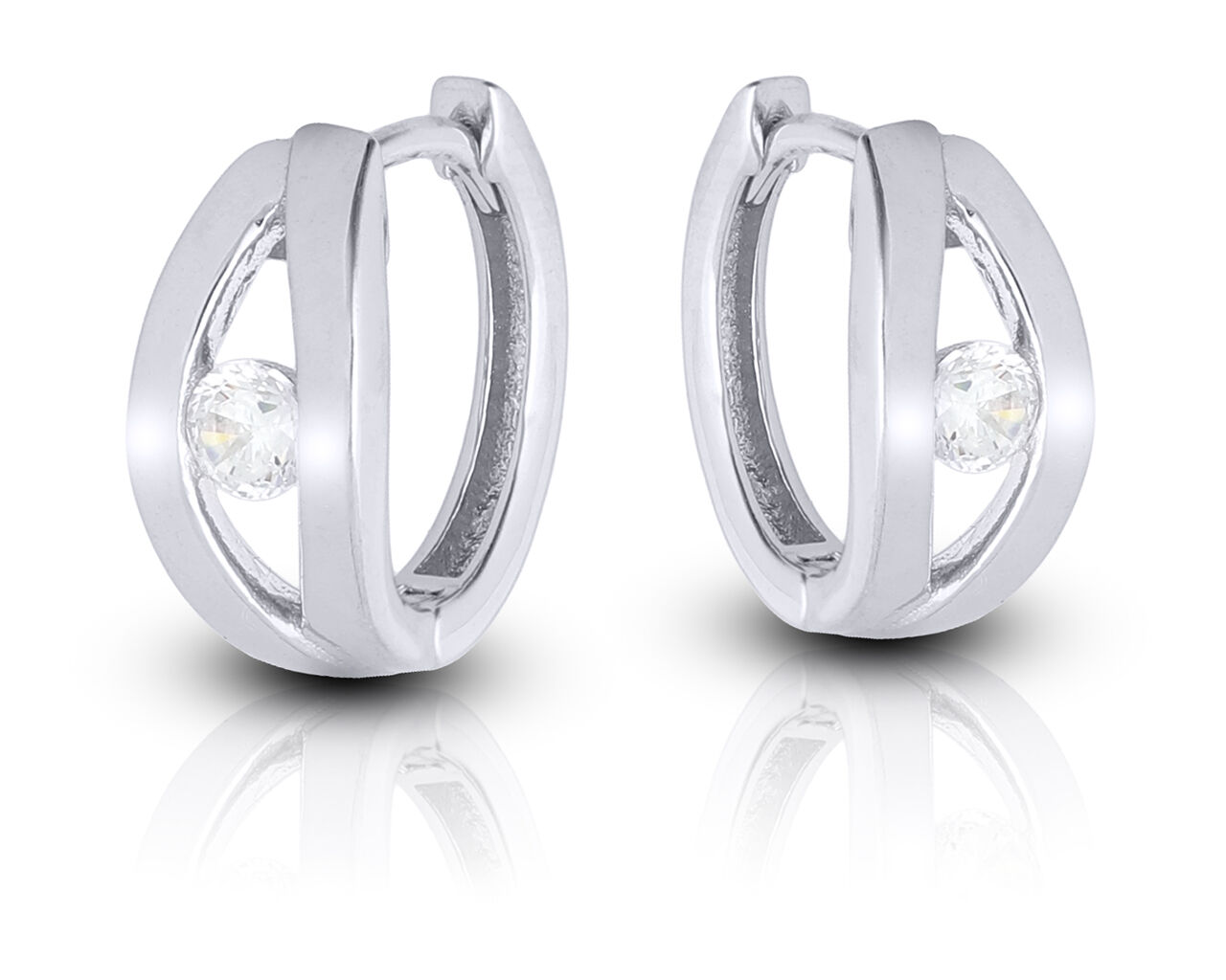 Kolczyki srebrne kółka z cyrkonią