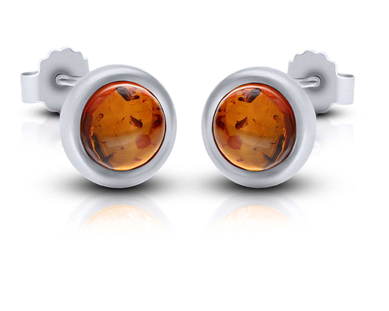 Srebrne kolczyki sztyfty z bursztynem