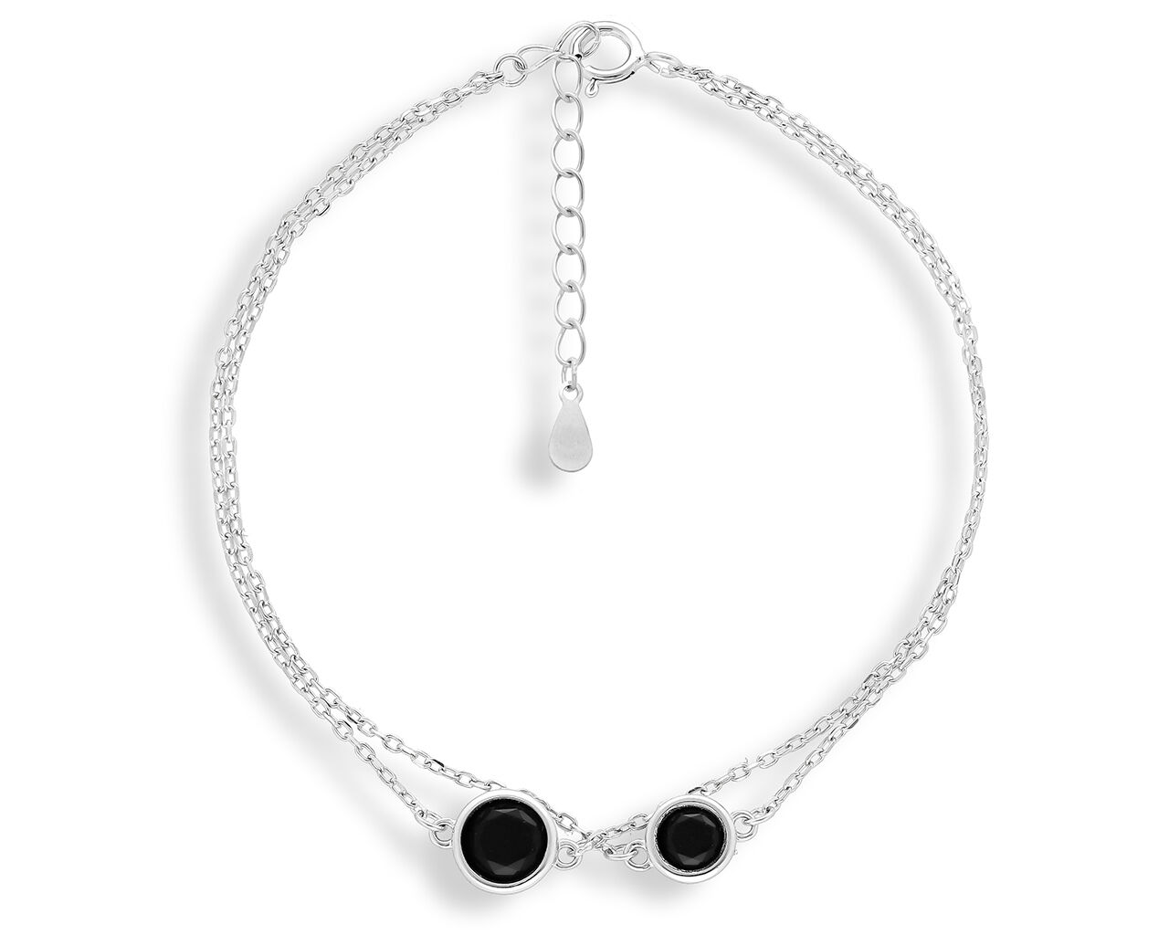 Bransoletka srebrna z czarnymi cyrkoniami podwójna