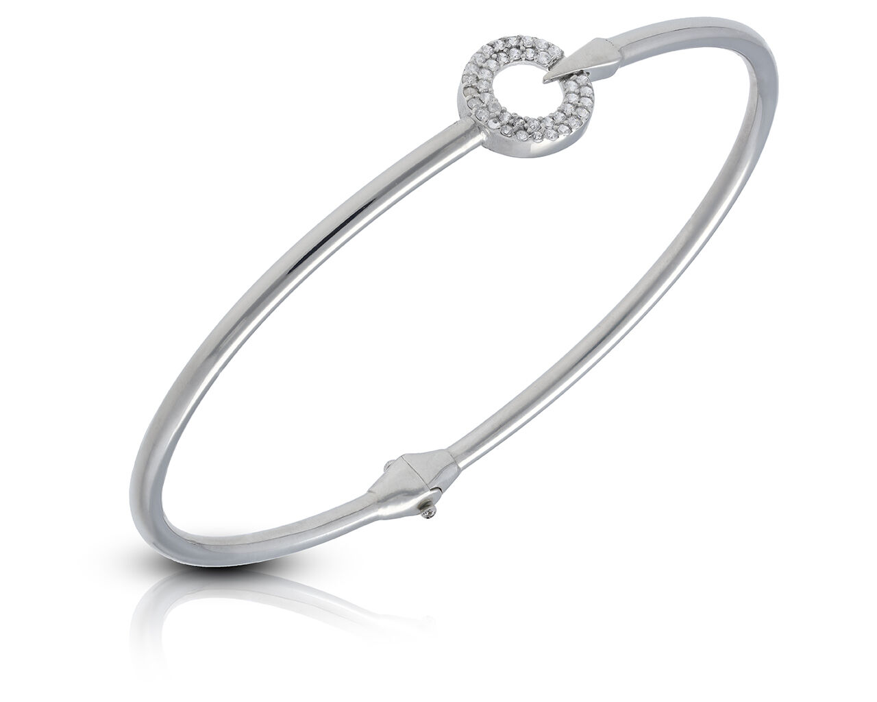 Srebrna bransoletka sztywna o nowoczesnym wzorze