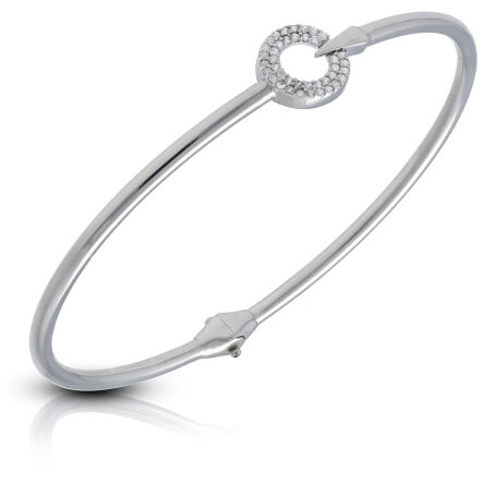 Srebrna bransoletka sztywna o nowoczesnym wzorze