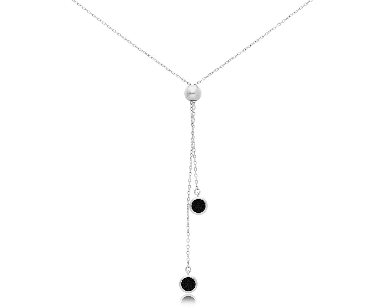 Naszyjnik srebrny krawatka z czarnymi cyrkoniami