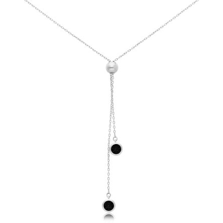 Naszyjnik srebrny krawatka z czarnymi cyrkoniami