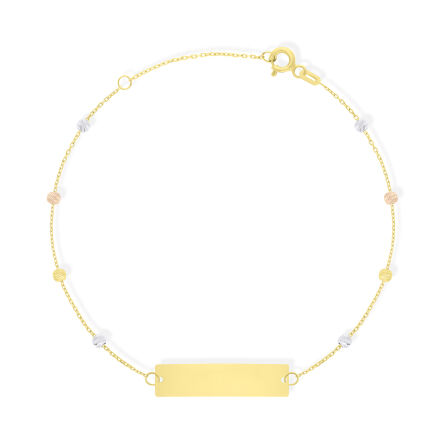 Złota bransoletka blaszka i błyszczące kulki p.585