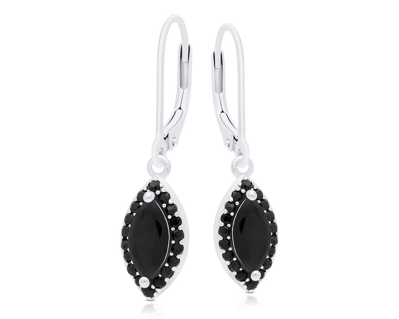 Kolczyki srebrne wiszące z czarnymi cyrkoniami