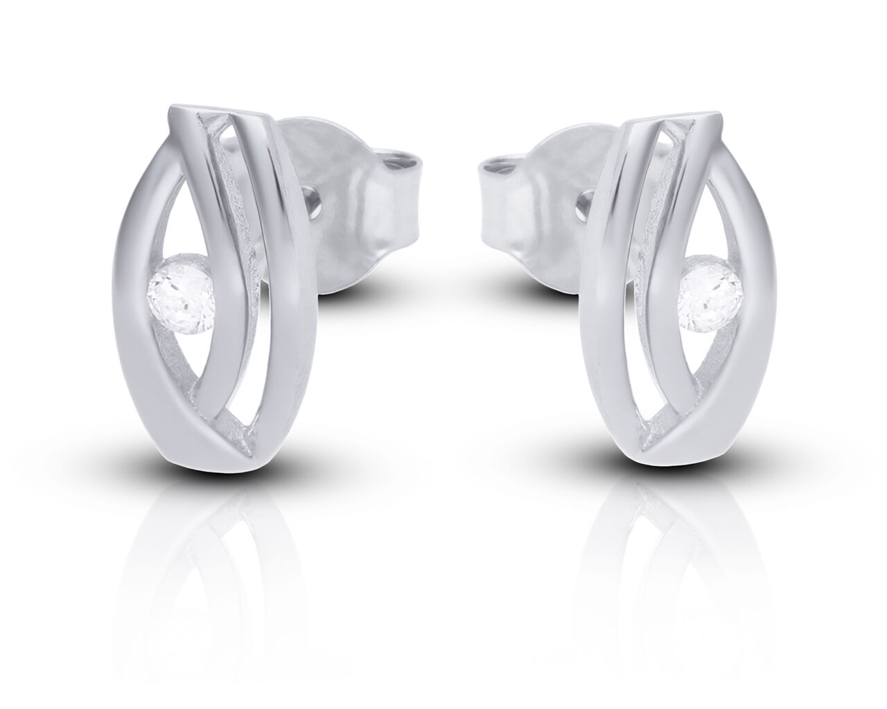 Kolczyki srebrne na sztyfcie z pojedynczą cyrkonią