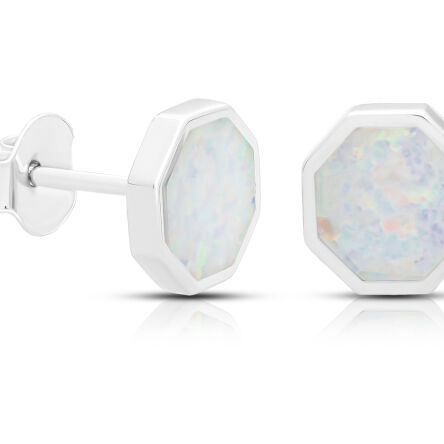 Kolczyki srebrne z białym opalem pr. 925