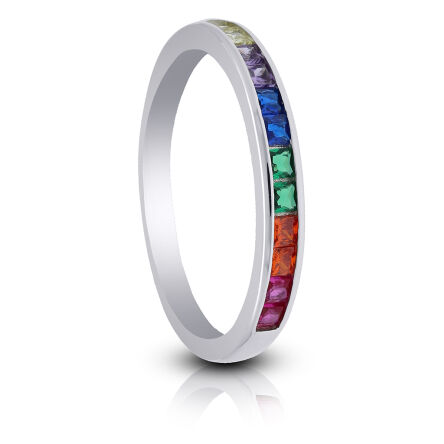 Pierścionek srebrny z kolorowymi kamieniami