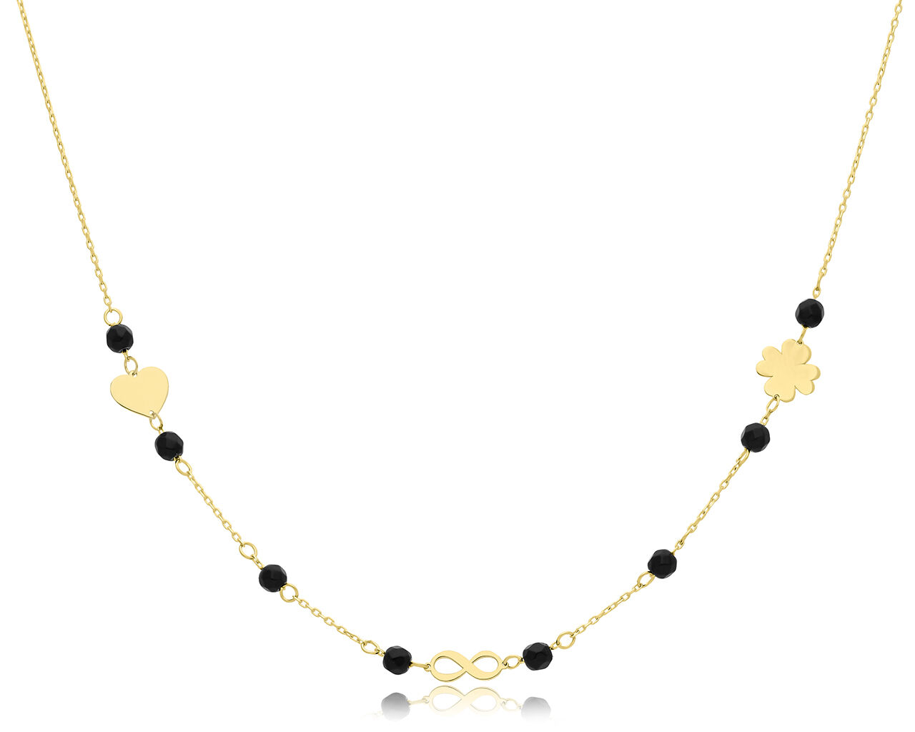 Naszyjnik złoty 585 serce koniczynka infiniti