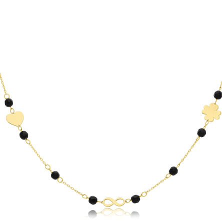 Naszyjnik złoty 585 serce koniczynka infiniti