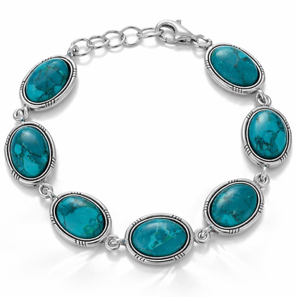 Bransoletka srebrna 925 z chryzokolą owalne oczka