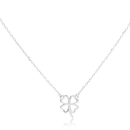 Naszyjnik srebrny z koniczyną i infinity cyrkonia