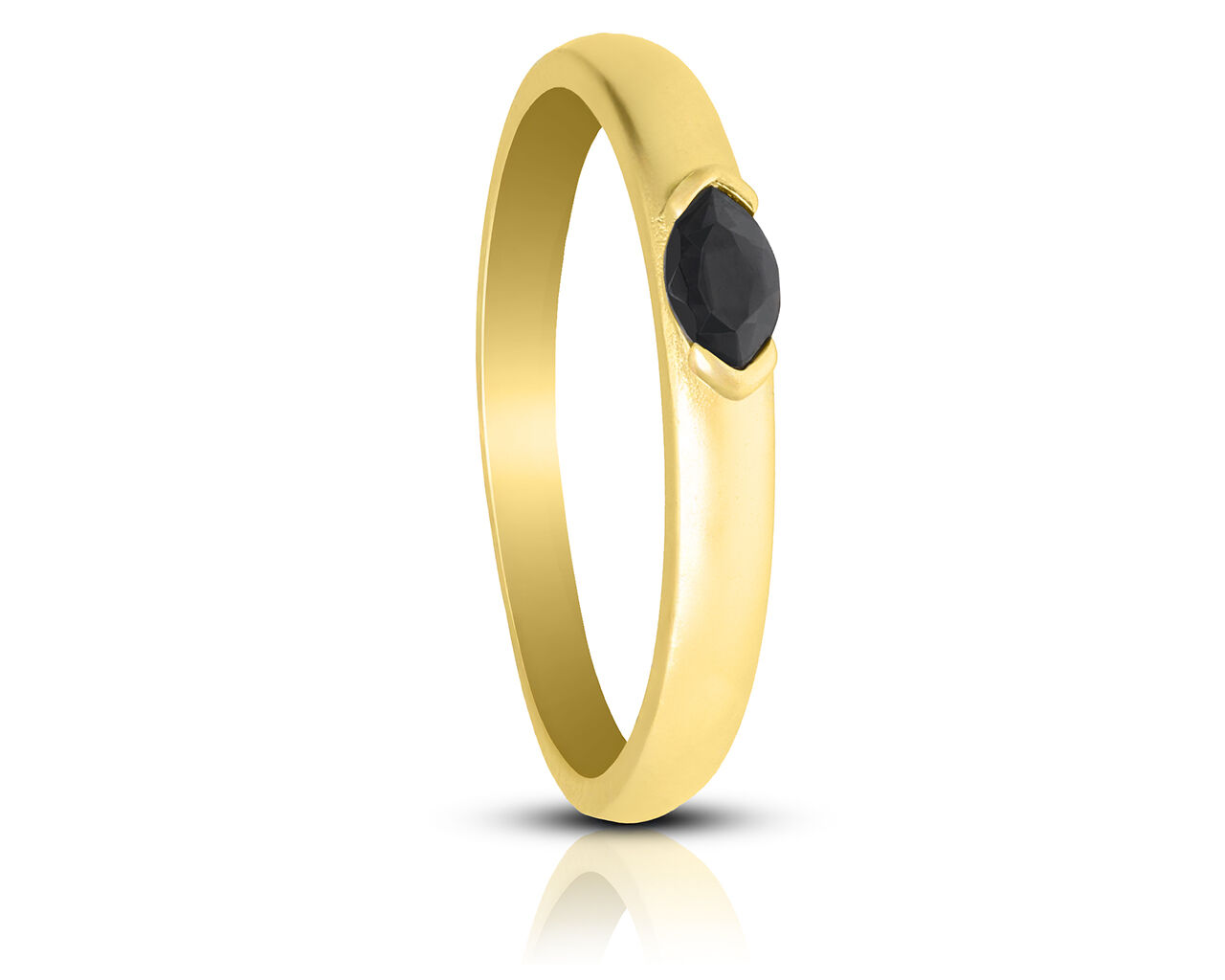 Pierścionek złoty 585 z czarną cyrkonią