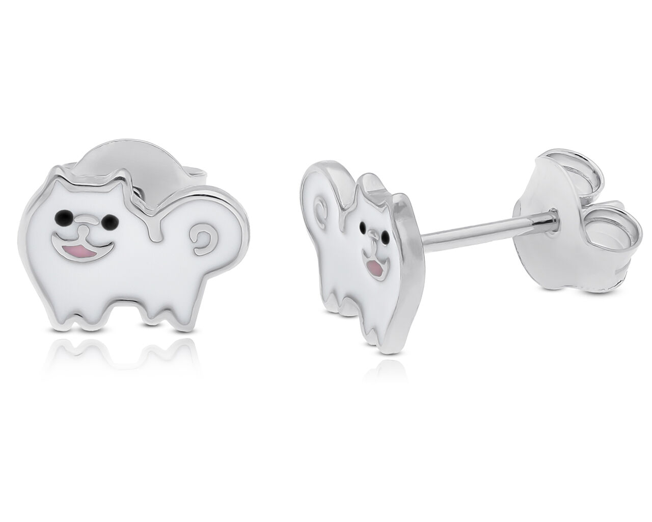 Kolczyki srebrne dla dziecka białe kotki