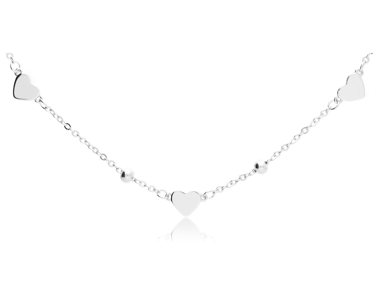 Naszyjnik srebrny z gładkimi sercami pr.925