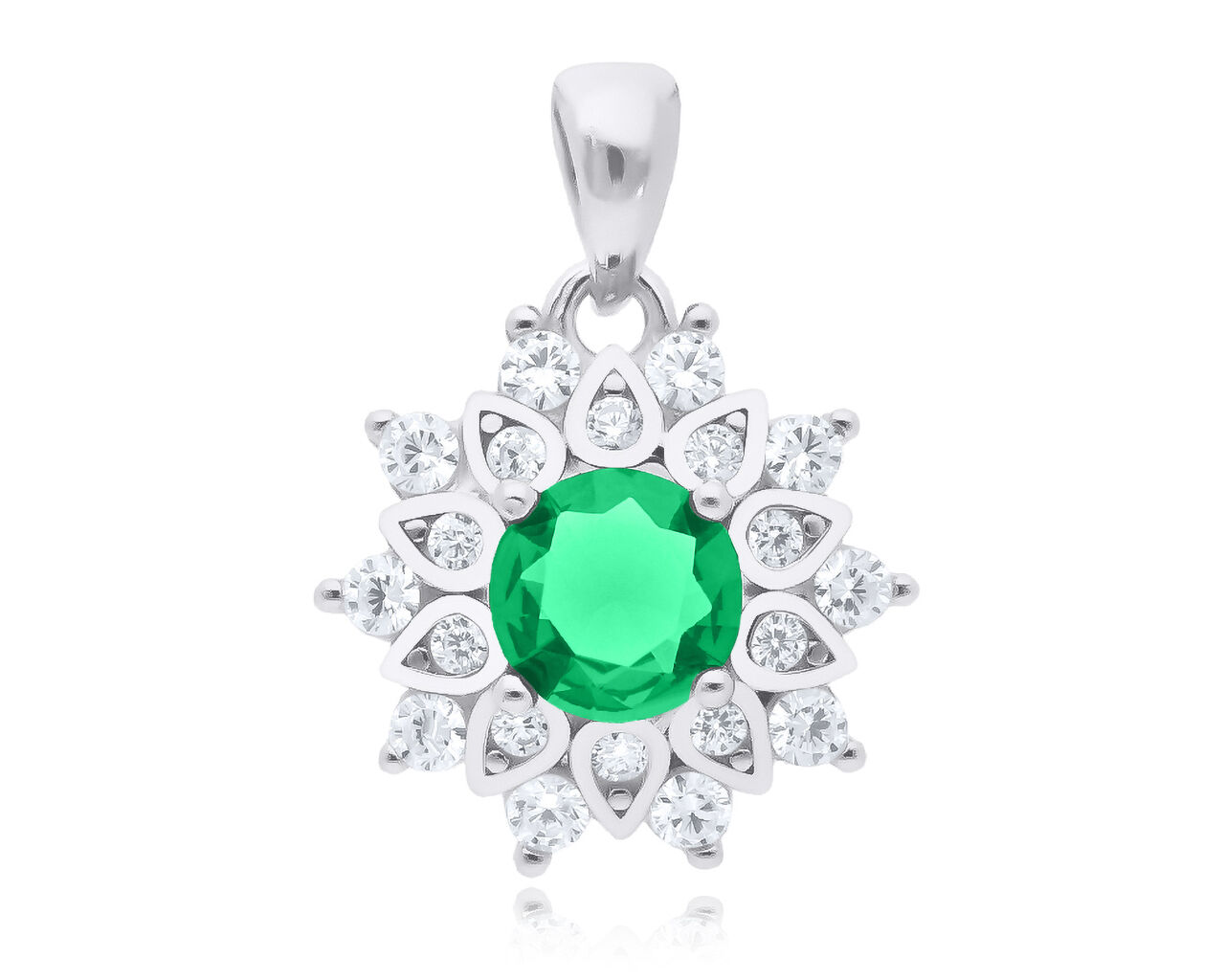 Zawieszka srebrna z zieloną cyrkonią pr.925