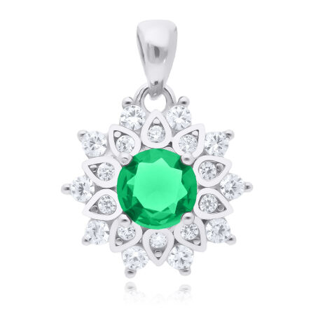 Zawieszka srebrna z zieloną cyrkonią pr.925