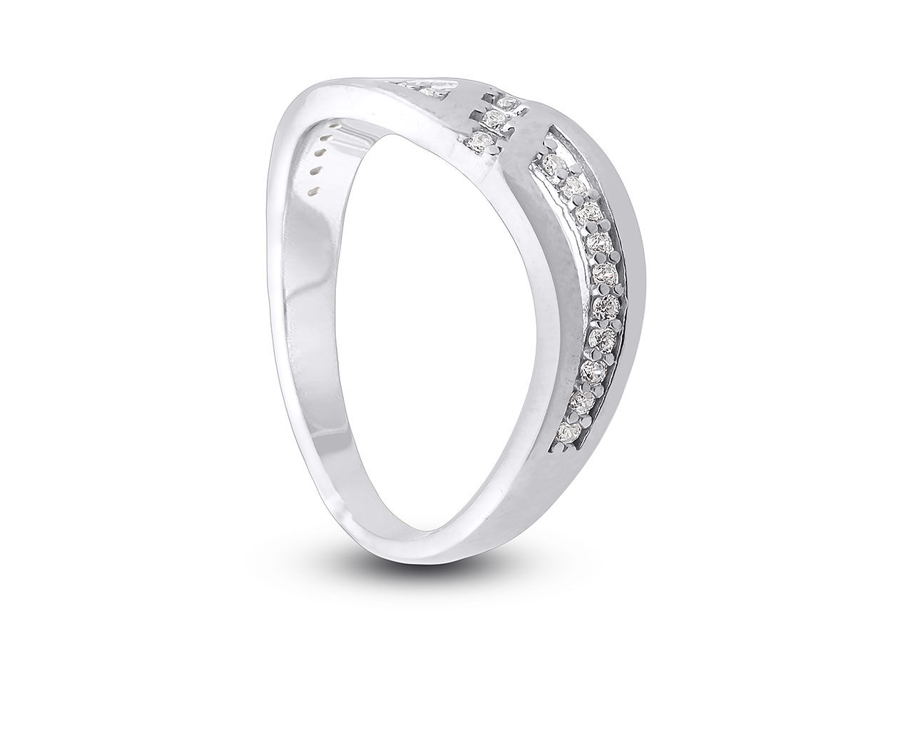 Pierścionek rodowany srebrny wysadzany cyrkoniami