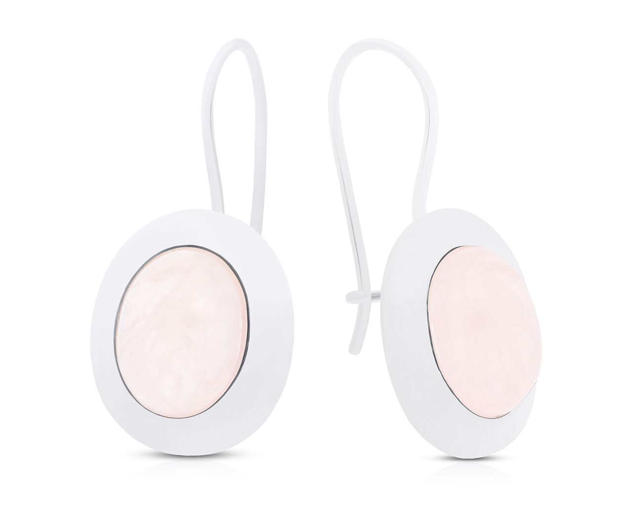 Kolczyki srebrne z naturalnym kwarcem różowym