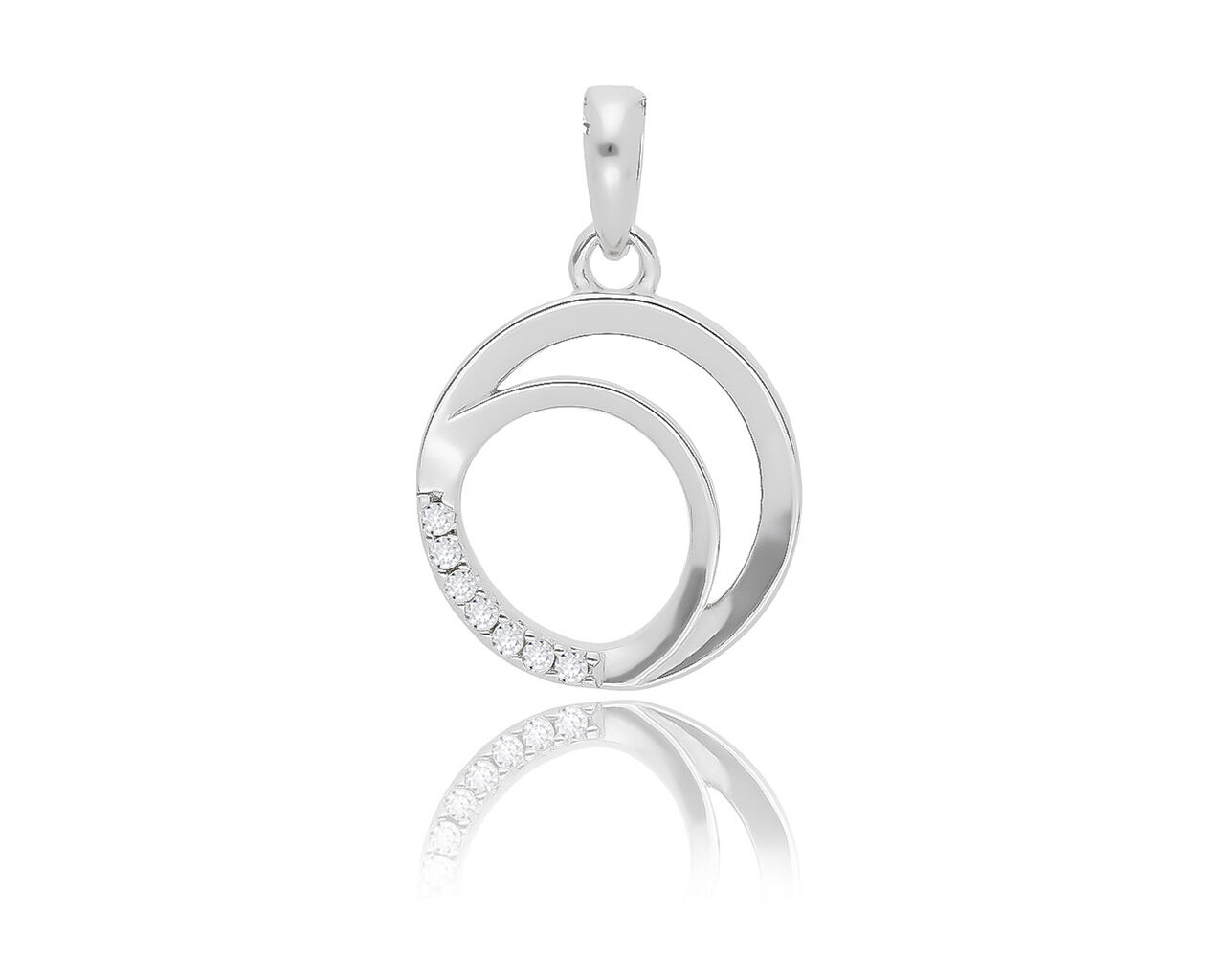 Srebrna okrągła zawieszka z cyrkoniami