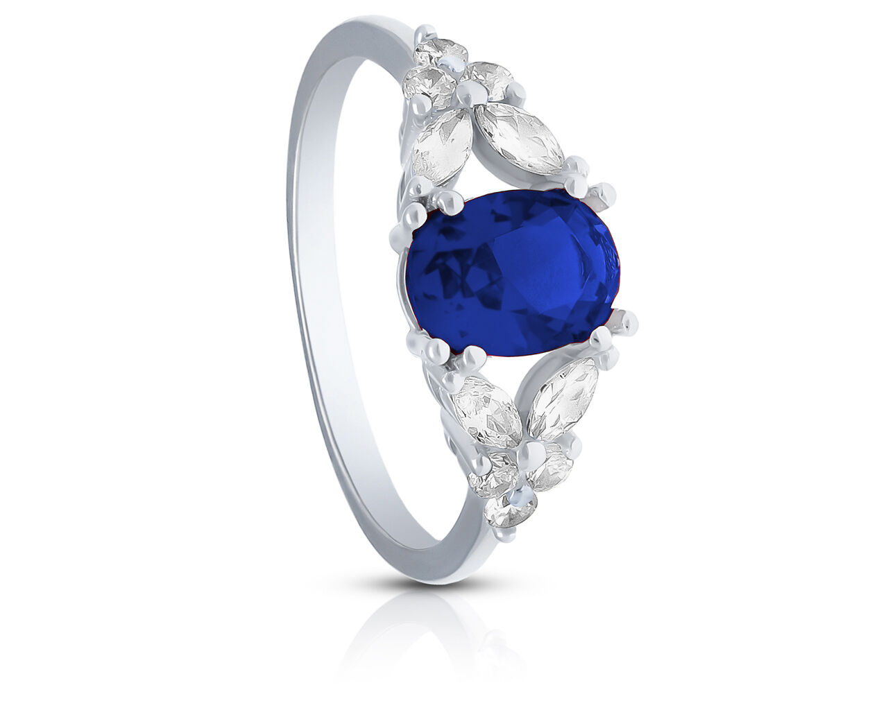 Pierścionek srebrny z granatową cyrkonią