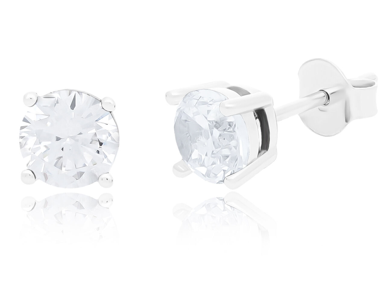 Kolczyki srebrne z okrągła cyrkonią sztyfty