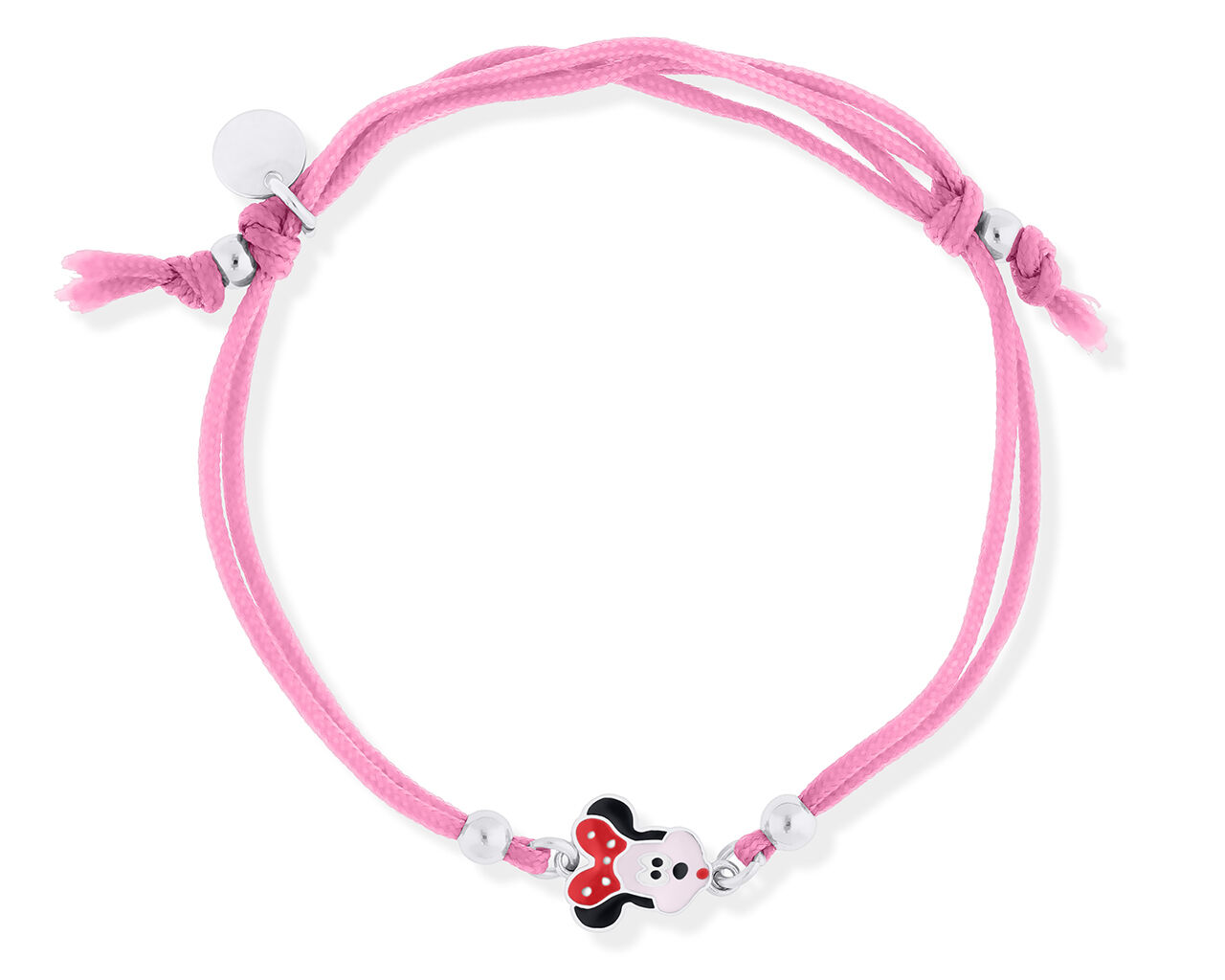 Bransoletka na sznurku dziecięca myszka srebro 925