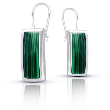Kolczyki srebrne z dużym malachitem